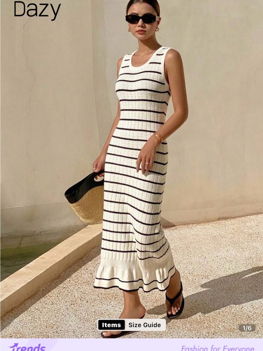 🌺🌺 NWT DAZY Cream Striped Knit Tank Dress